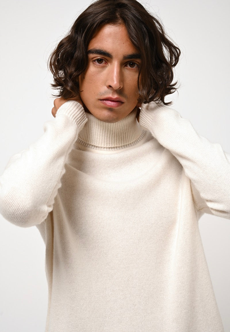 Roll Neck 4 Fils Martin Jumper - Snow - 100% Cashmere 4 Fils