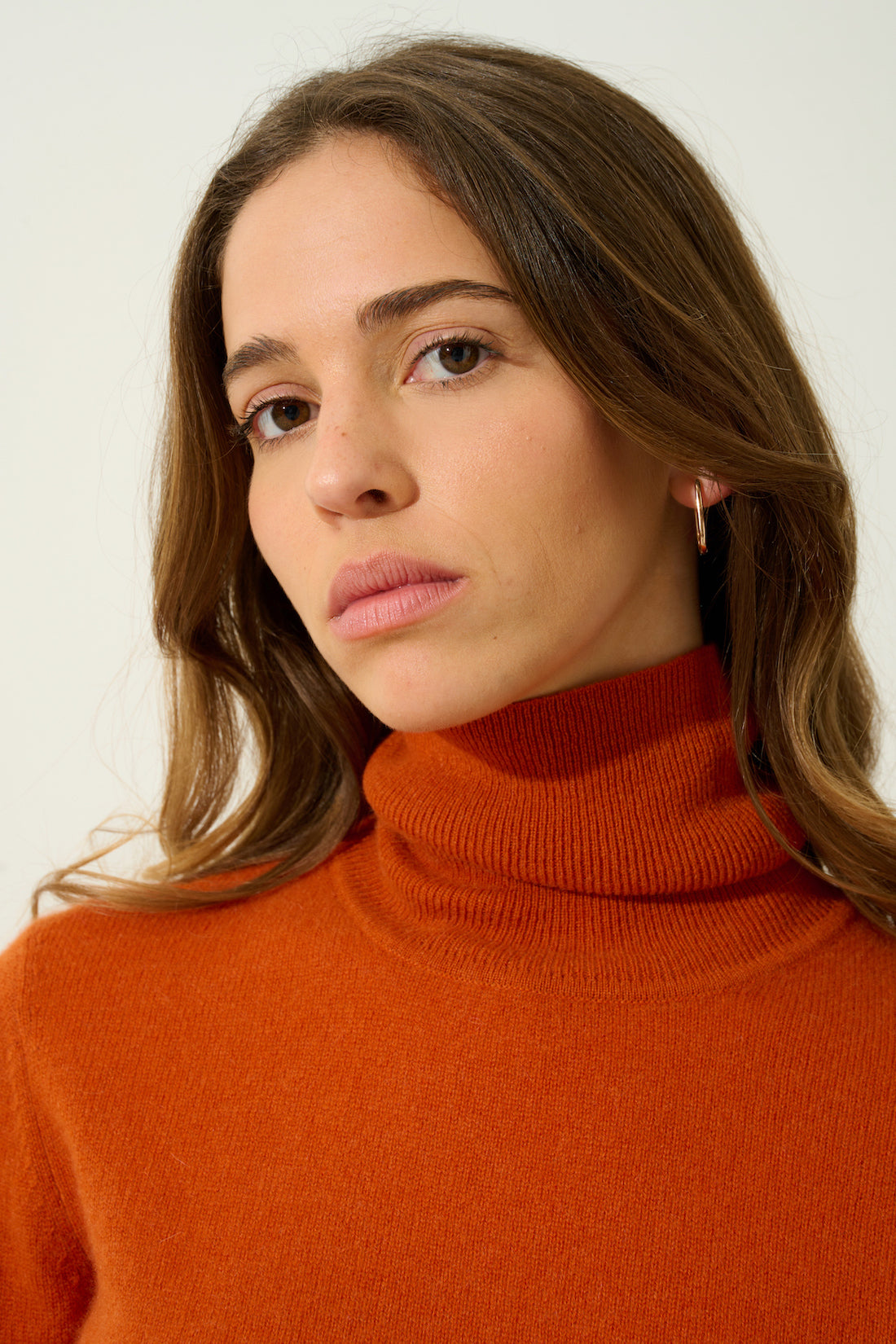 Jersey de cuello alto Bise - Azafrán - 100% cachemira de 2 hilos - Mujer