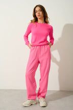 Etret Round-Neck Jumper - Fluorescent Pink