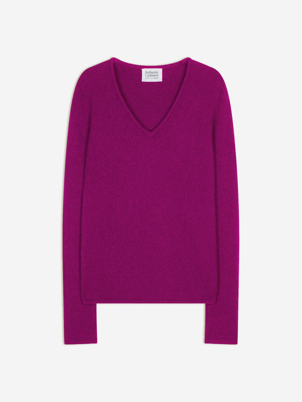 Maglione Scollo a V 4 Fili Chelsea - 100% Cashmere, 4 Fili - Violaceo