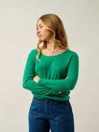 U-Boot-Ausschnitt-Pullover Lanfon - 100 % Kaschmir, 2-fädig - Minze