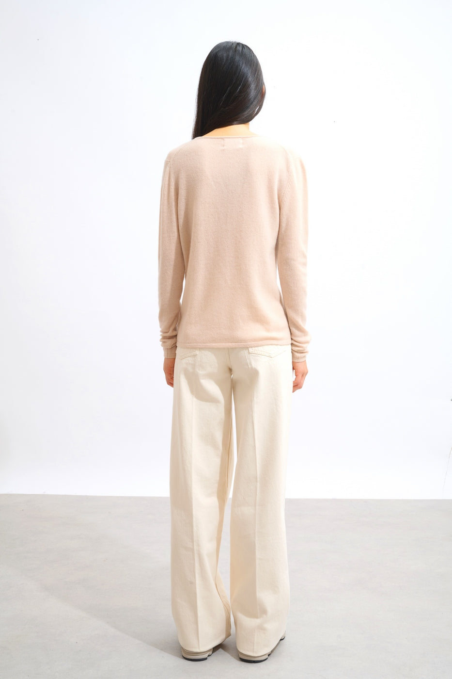 V-Neck Jumper - Galise - Nude