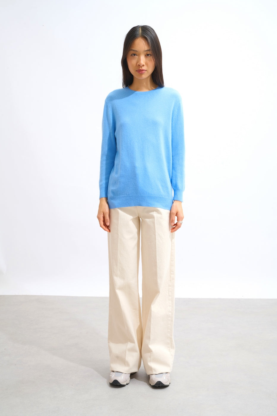 Pull Col Rond Boutonné Dos - Estaris - Baby Blue