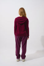 Hooded Zip Cardigan - Colombis - Bordeaux