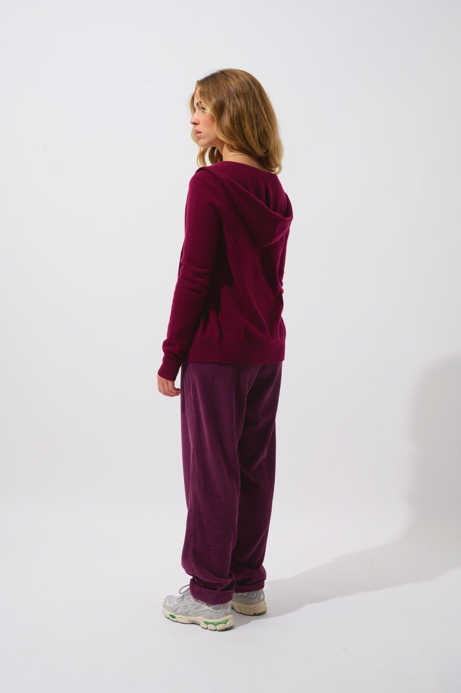 Hooded Zip Cardigan - Colombis - Bordeaux