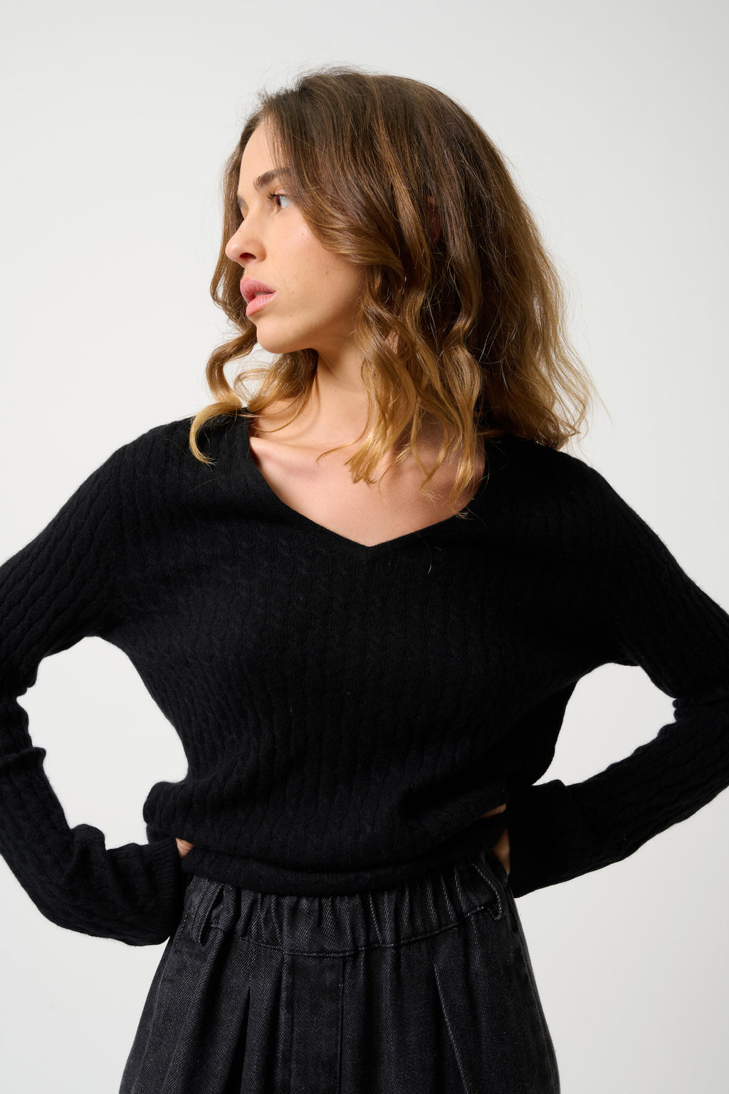 Jersey de cuello en V - Grasmoor - Negro