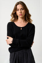 Boat-Neck Drop-Front Jumper - Glyder - Black