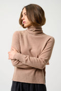 Pull Col Roulé Cassy - Camel Chiné - 100% Cachemire 2 Fils - Jersey - Femme