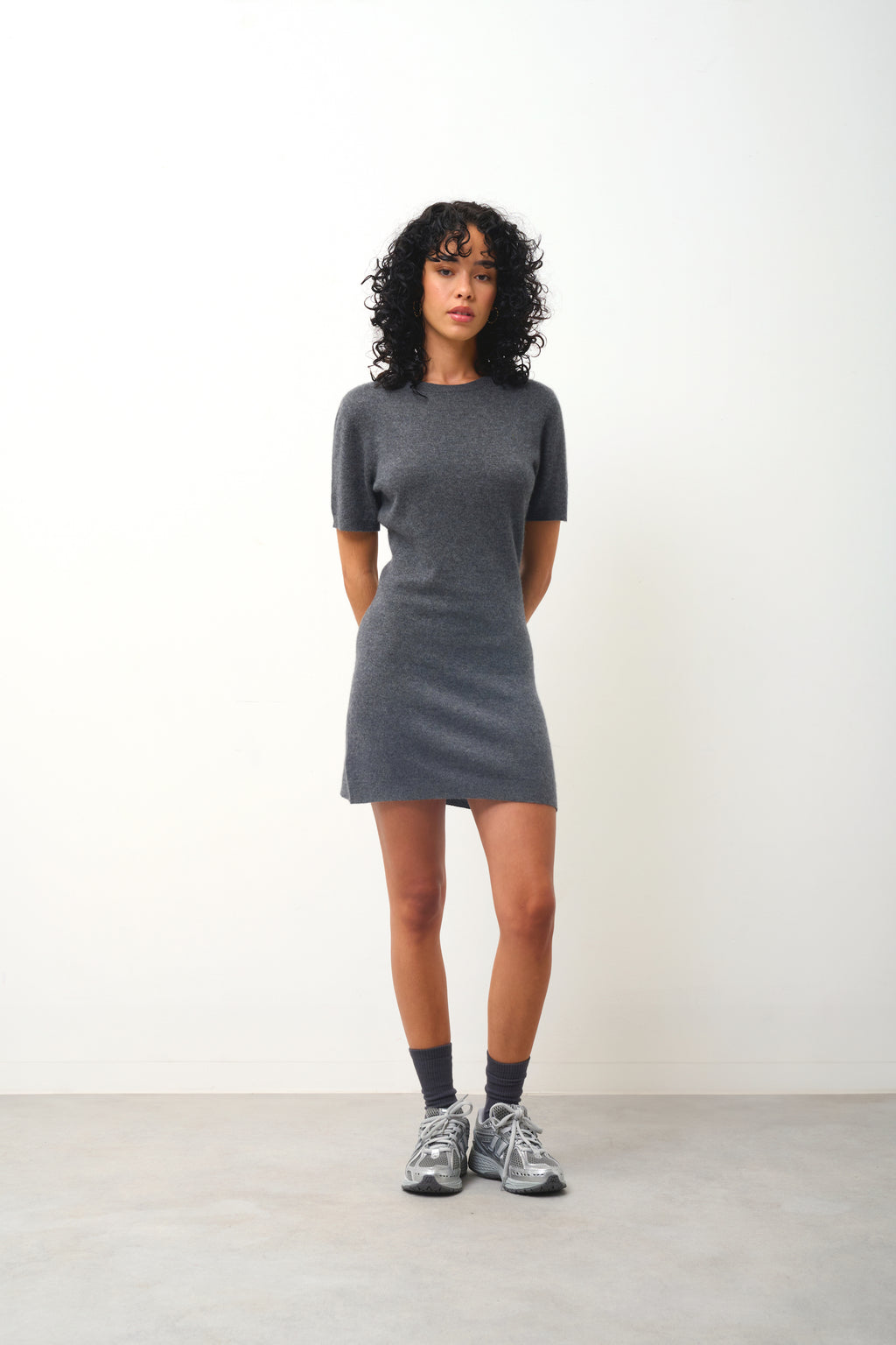 Robe Col Rond Sans Manches - Lynn - Anthracite Chiné