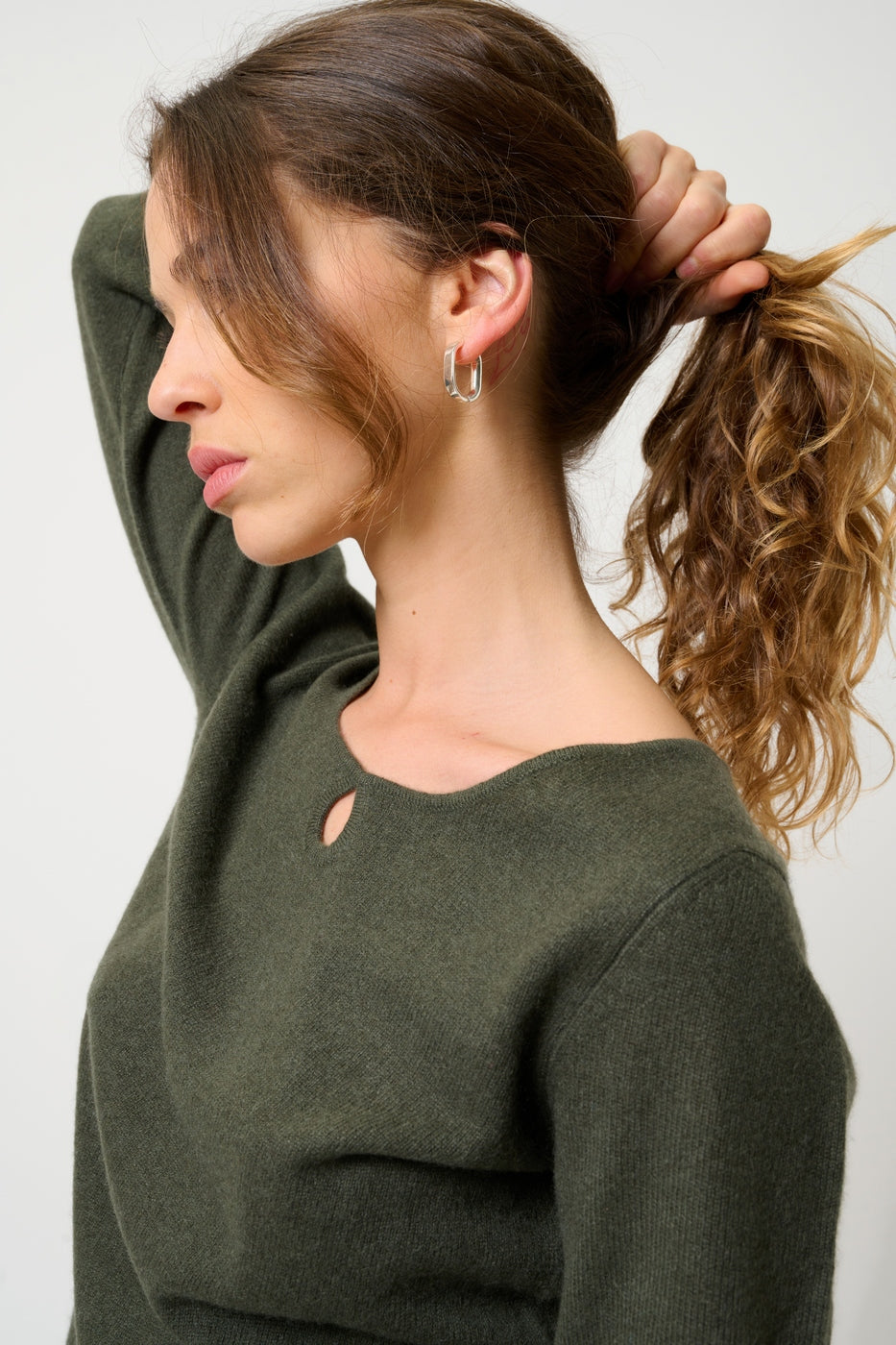 Jersey de cuello barco con gota delantera - Glyder - Caqui