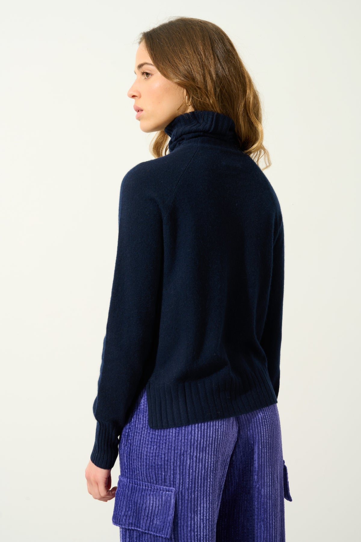 Pull Col Roulé Cassy - Navy - 100% Cachemire 2 Fils - Jersey - Femme
