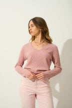 Sweter w serek - Grasmoor - Różowy