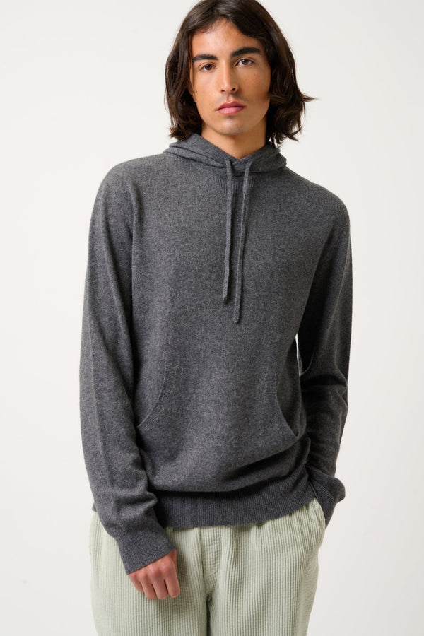 Pull Capuche - 100% Cachemire 2 Fils - Anthracite Chiné - Homme