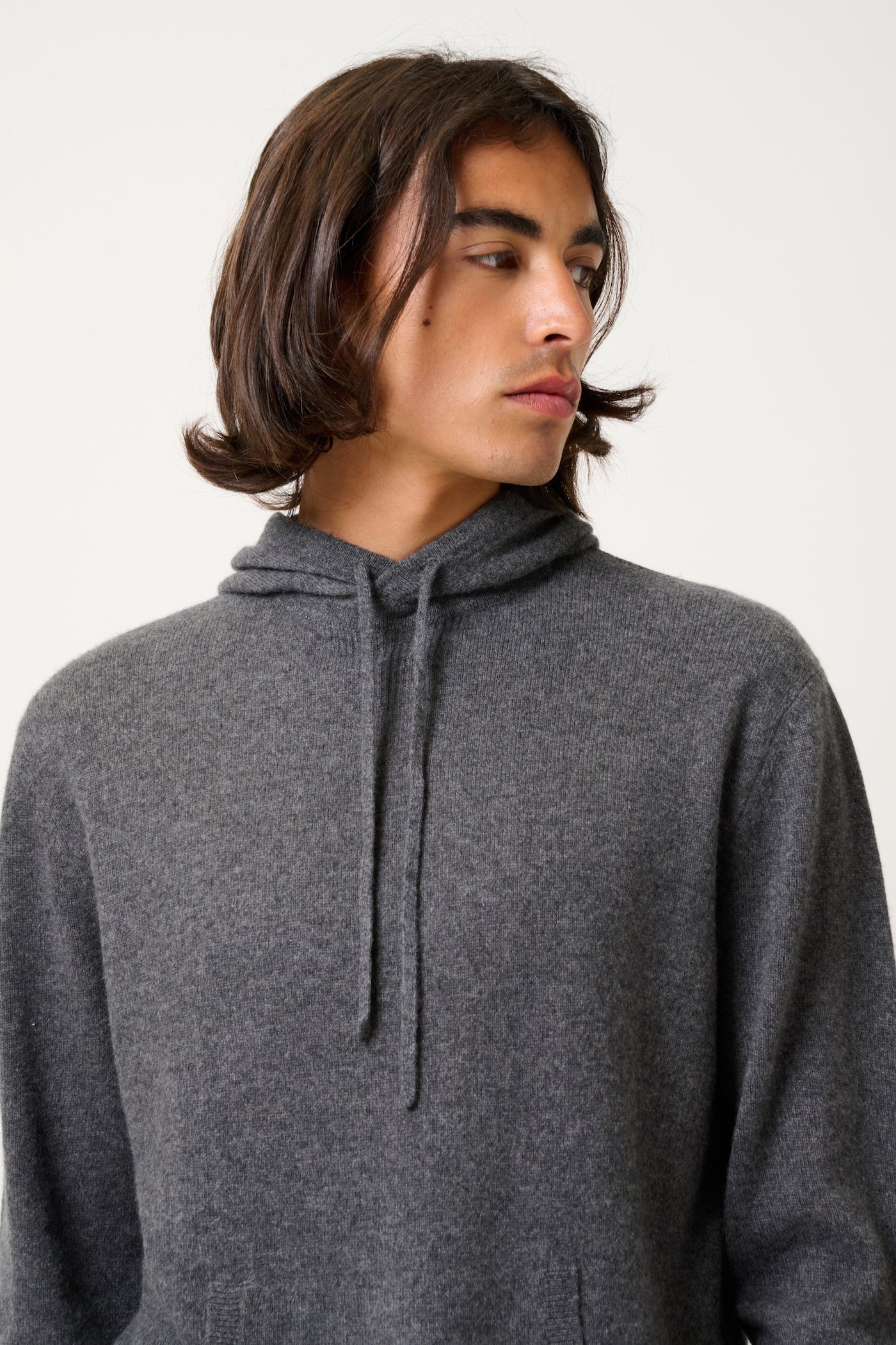 Pull Capuche - 100% Cachemire 2 Fils - Anthracite Chiné - Homme