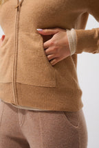 Zip-Up Hooded Cardigan - Colombis - Sahara