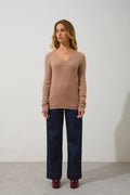 4-Ply V-Neck Jumper - Chelsea - Brown