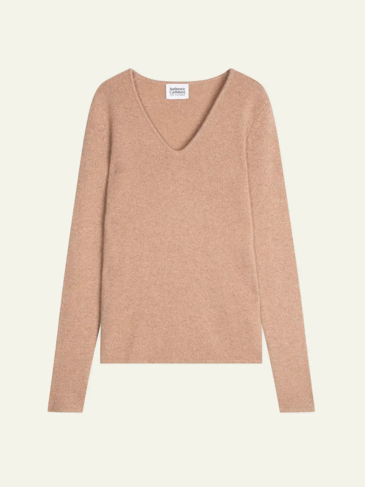 Maglione con scollo a V a 4 fili - Chelsea - Camel Mélange