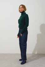 Authentic Cashmere - Roll Neck Jumper 4-Ply Linda - Cypress - 100% 4-Ply Cashmere - Women