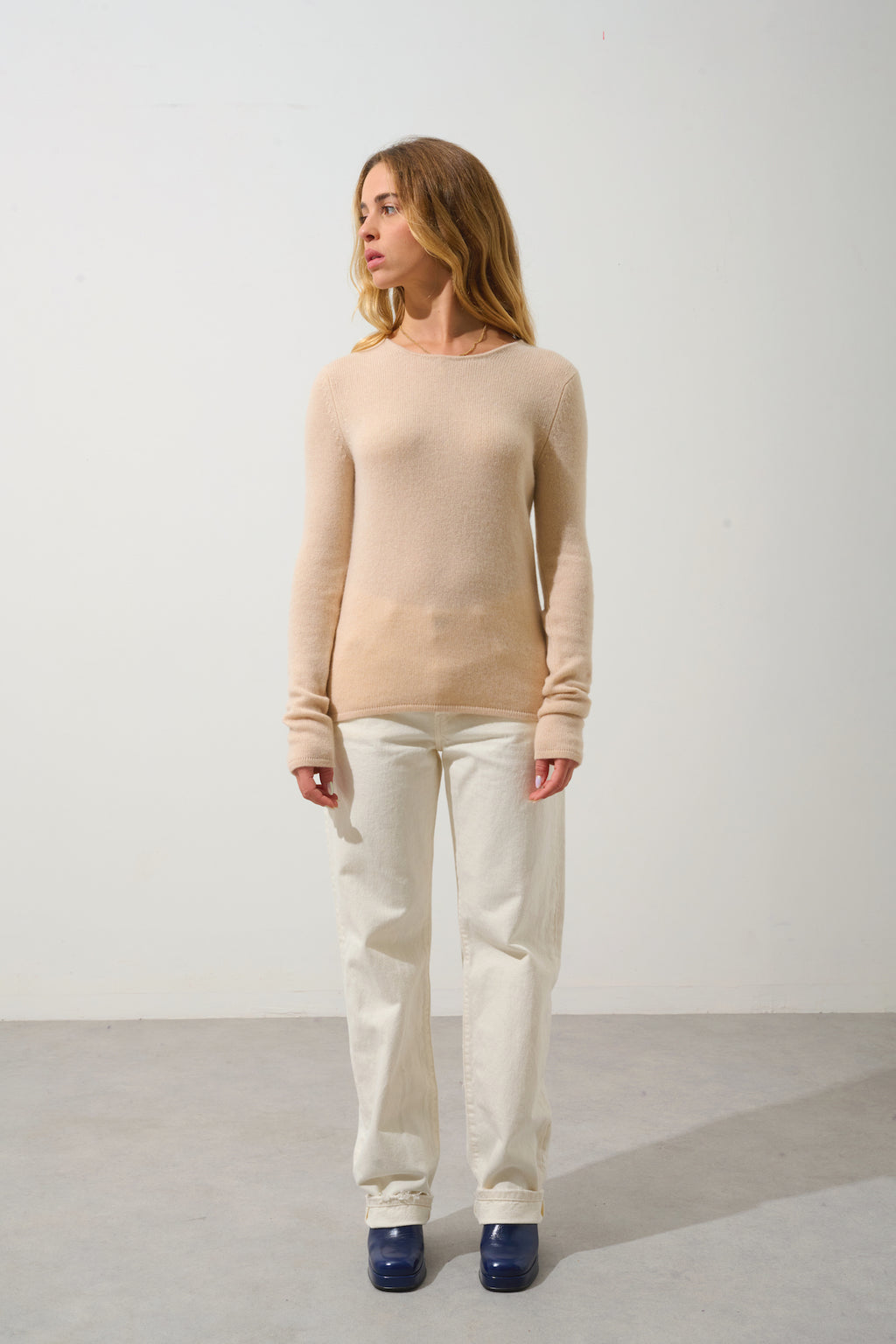 Pull Col Rond 4 Fils - Ivy - Beige