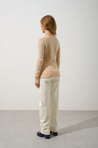 Pull Col Rond 4 Fils - Ivy - Beige