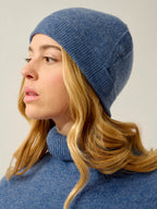 Bonnet Manti - 100% Cachemire, 2 Fils - Bleu Denim