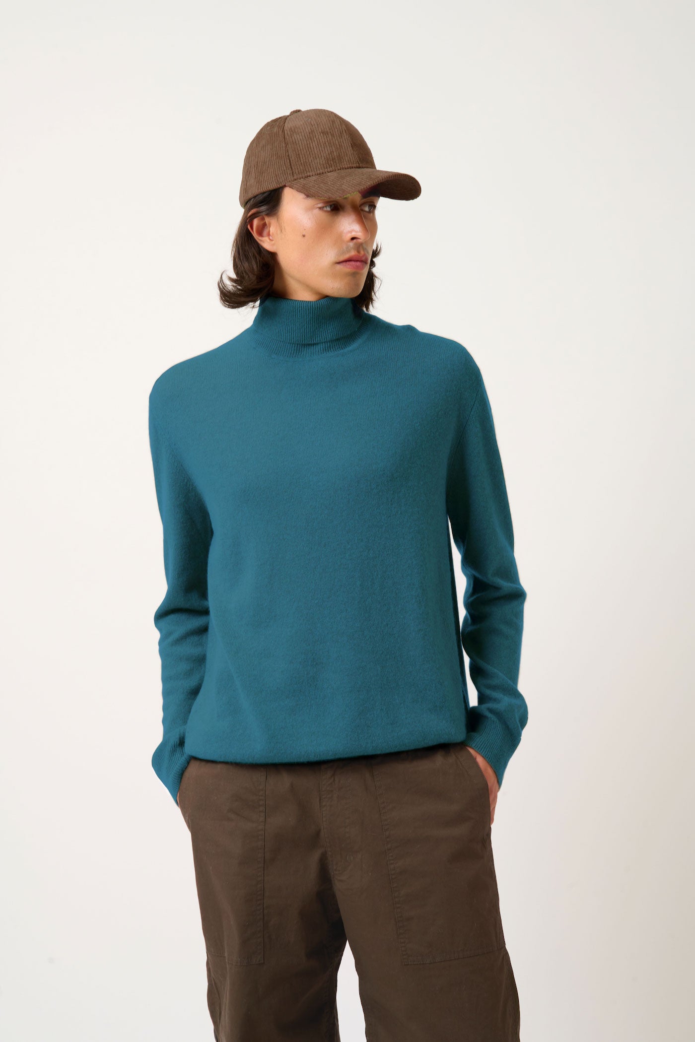 Roll-Neck Jumper - 100% 2-Ply Cashmere - Peacock