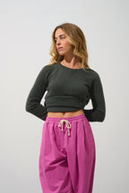 Pull Col Rond - Etret - Kaki Chiné