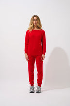 Jersey Murciélago Goléon - Rojo - 100% Cachemira 2 Hilos - Mujer