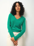 Pull Col V Galise - Menthe - 100% Cachemire 2 Fils