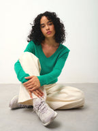 Pull Col V Galise - Menthe - 100% Cachemire 2 Fils