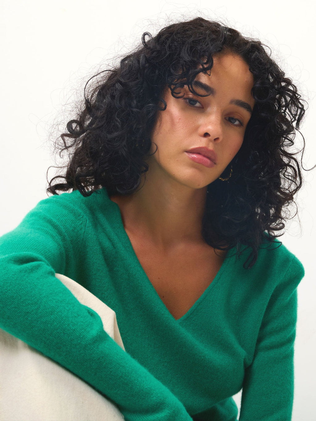 Pull Col V Galise - Menthe - 100% Cachemire 2 Fils