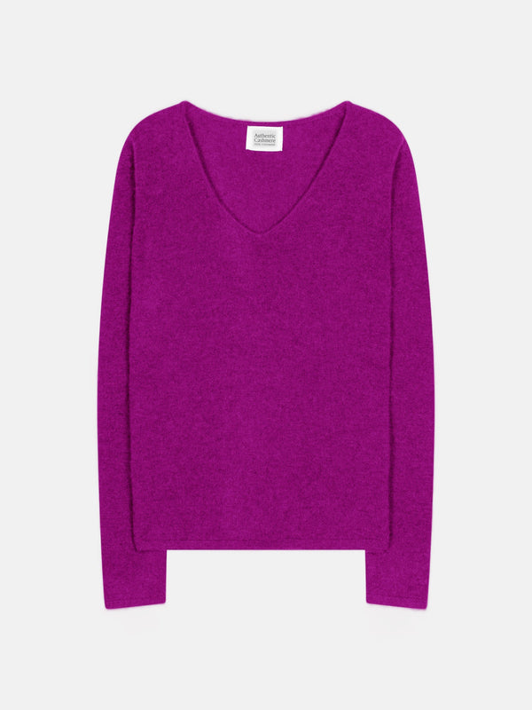 Pull Col V Galise - Violine - 100% Cachemire 2 Fils - Femme