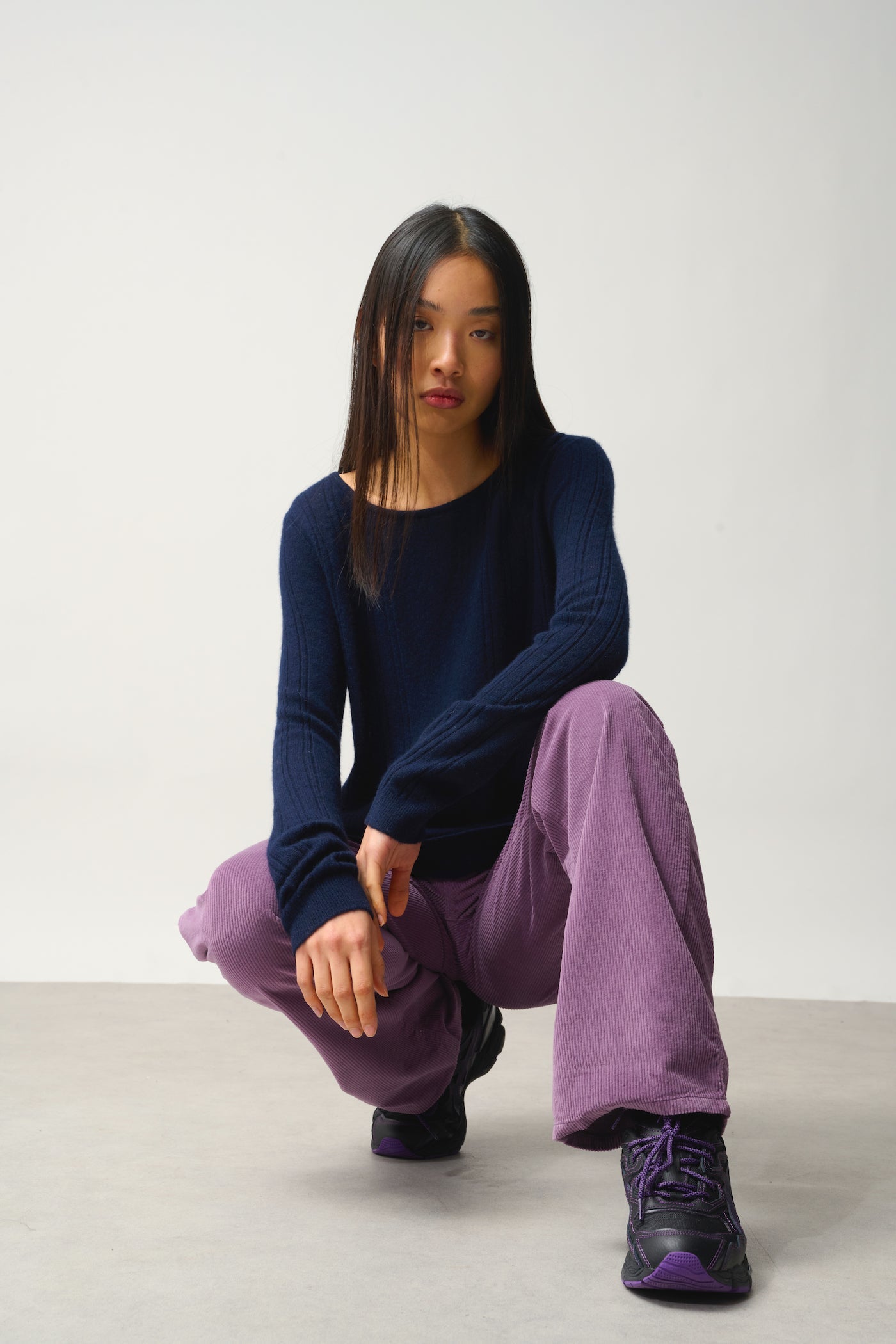 Boat Neck Jumper - Diana - Navy