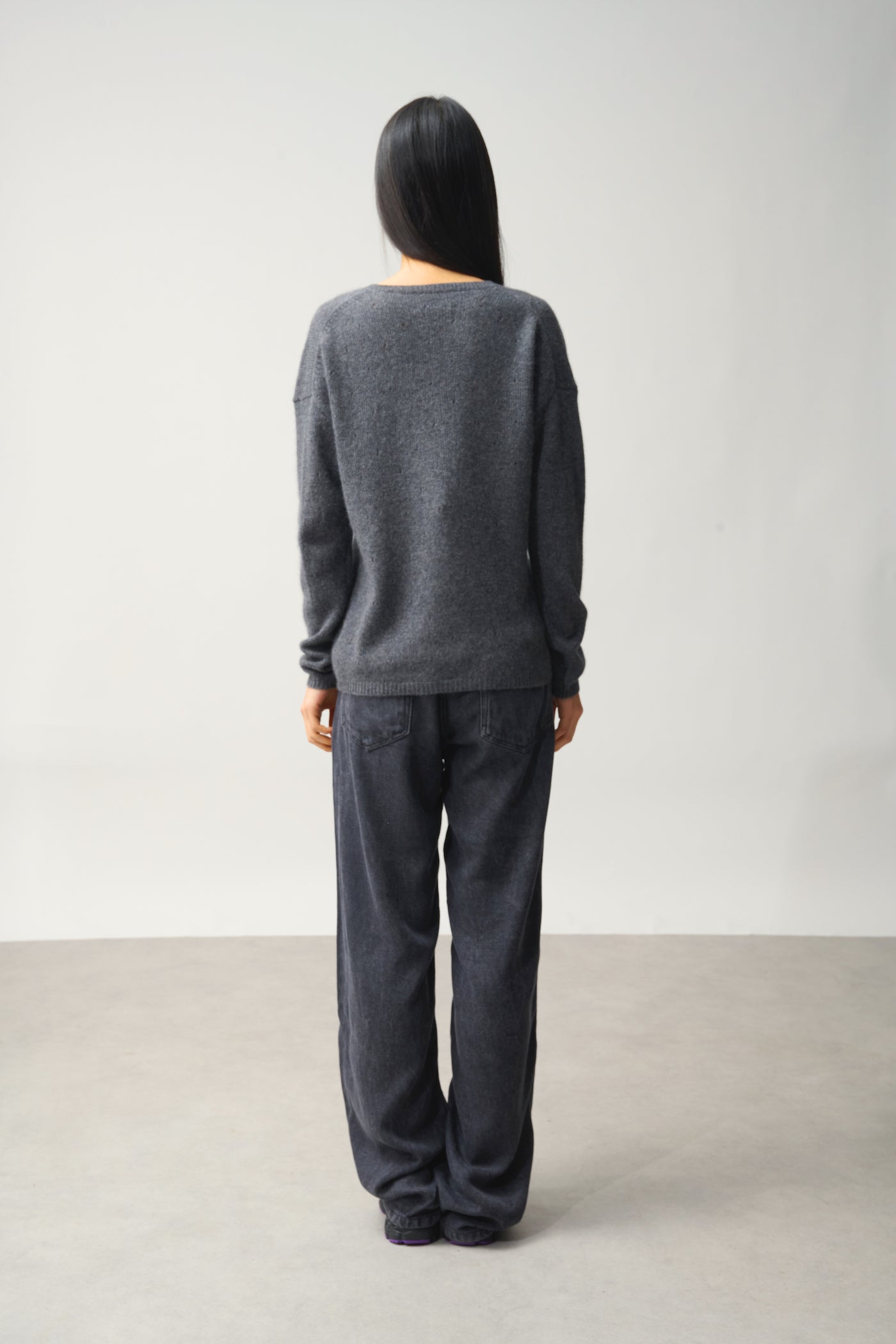 Pull Col V 4 Fils - Doty - Gris