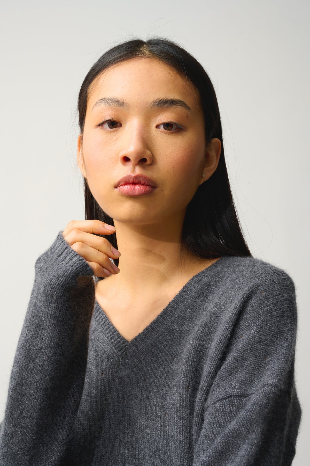 Pull Col V 4 Fils - Doty - Gris