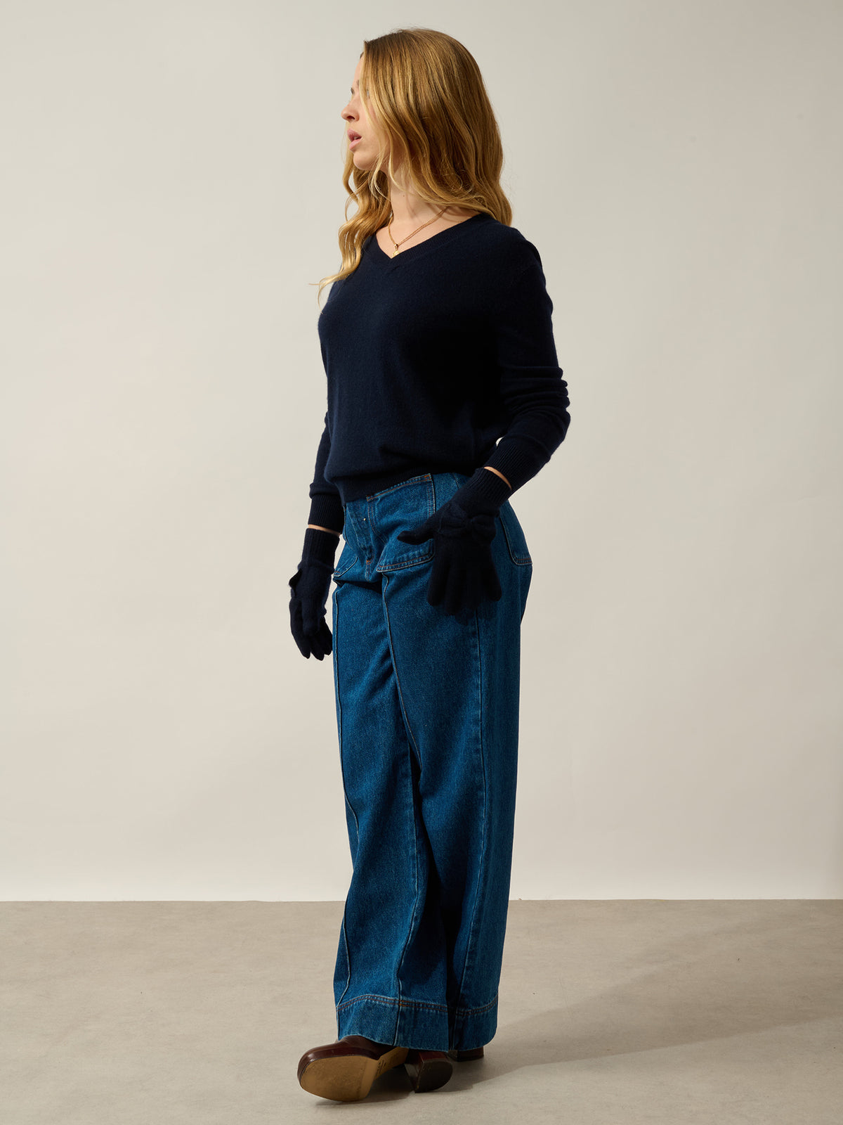 Rękawiczki 4-nitkowe Milo - 100% kaszmir, 4 nici - Navy