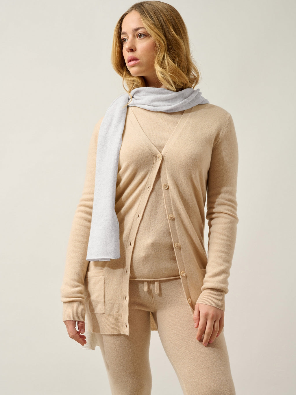 Bufanda Vaymont - 100% cachemira, 2 hilos - Gris perla jaspeado - Unisex