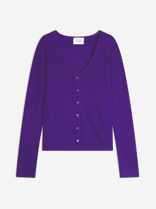 Cardigan med V-hals Chalais - 100 % kashmir, 2-trådet - Ultraviolet