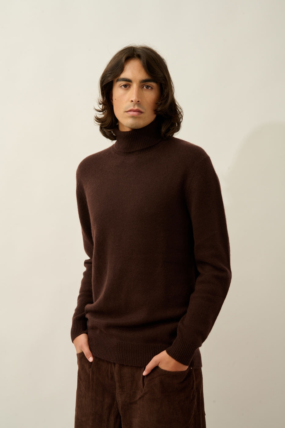 Martin 4-Ply Roll-Neck Jumper - Choco - Men
