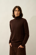Martin 4-Ply Roll-Neck Jumper - Choco - Men
