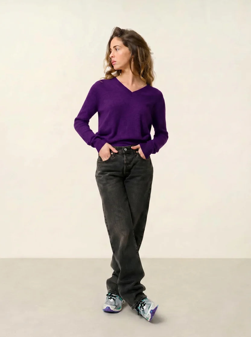 V-hals Strik - Gardoria - Violette