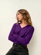 V-hals Strik - Gardoria - Violette