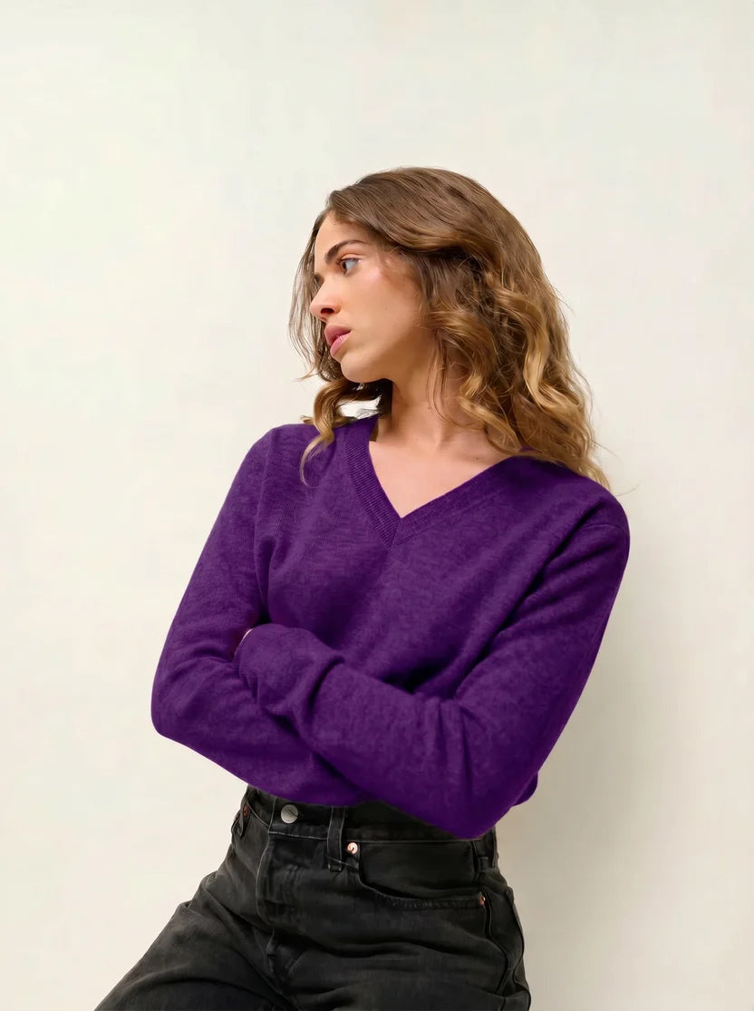 V-hals Strik - Gardoria - Violette