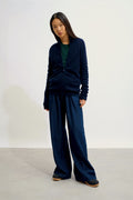 Zip-Up Stand Collar Cardigan - Ayr - Navy