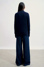 Zip-Up Stand Collar Cardigan - Ayr - Navy