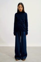 Zip-Up Stand Collar Cardigan - Ayr - Navy