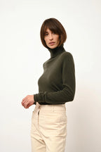Sweter z Golfem - Ava - Khaki