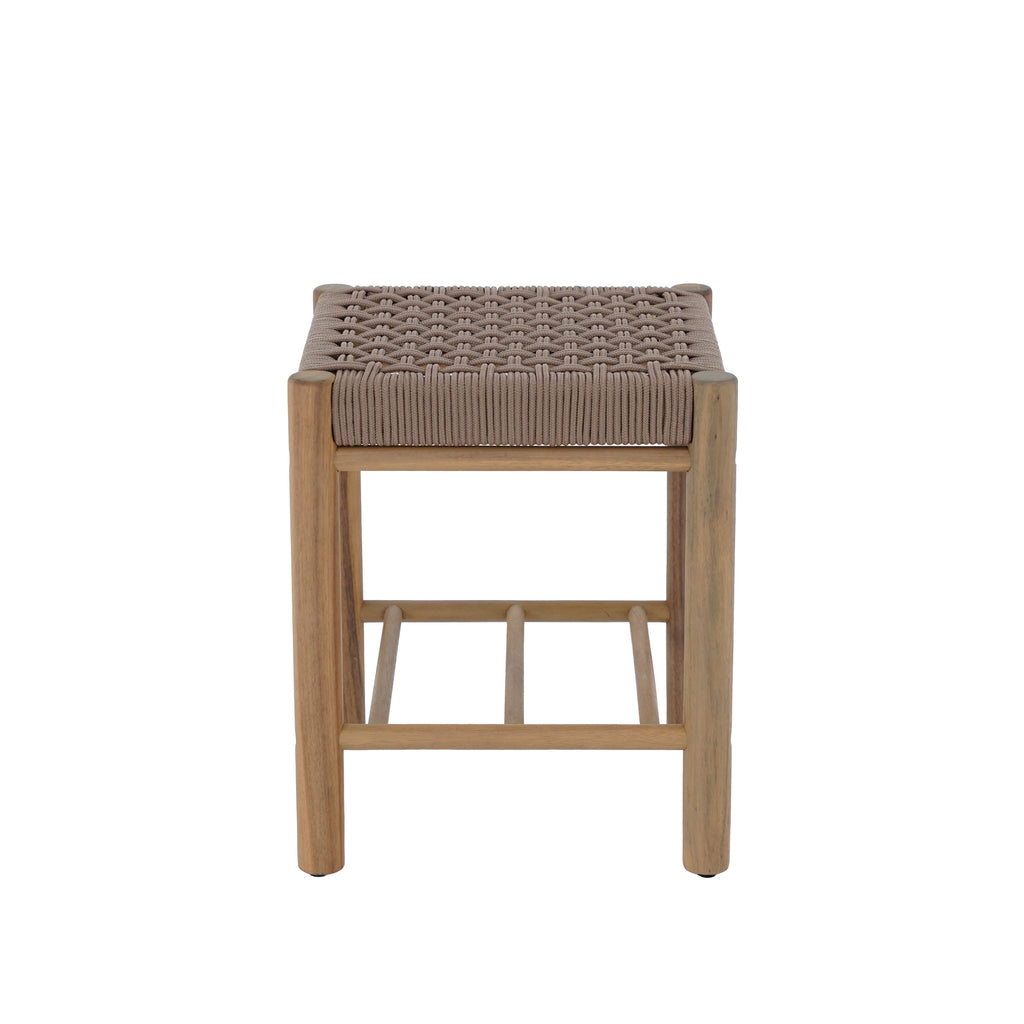 Avi - Taburete para interior y exterior - Madera de acacia y cuerda marrón claro