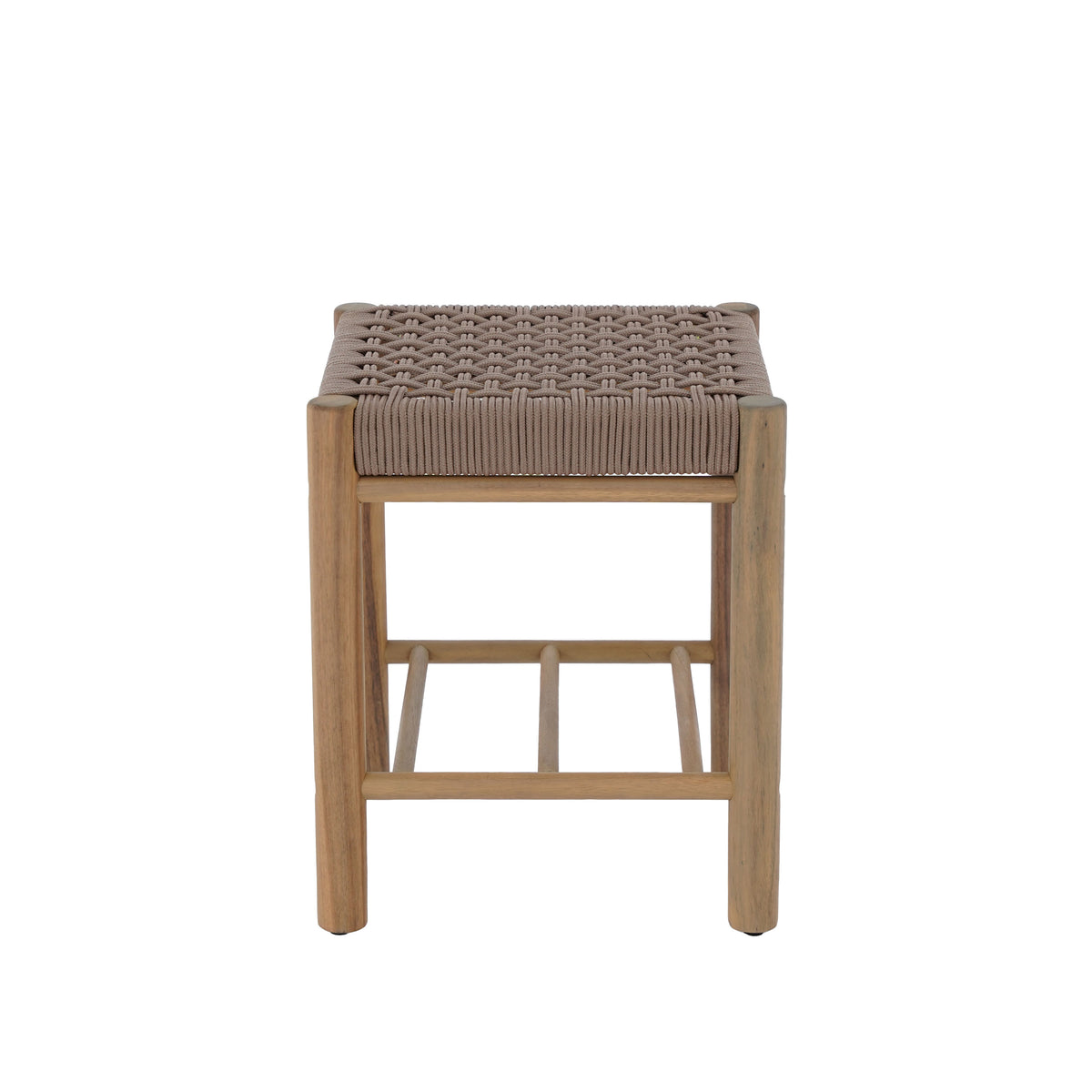 Avi - Taburete para interior y exterior - Madera de acacia y cuerda marrón claro