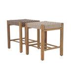 Avi - Taburete para interior y exterior - Madera de acacia y cuerda marrón claro